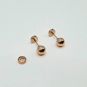 Rba Y Co - Aros Abridores Para Bebé Laminados En Oro 20K Modelo Bolita 5,5Mm