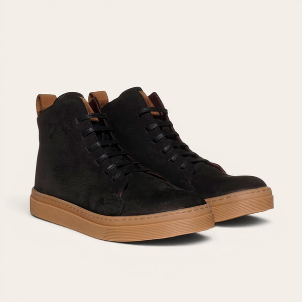 Zapatilla Altas de Cuero Manquehue OLKI - Negra/Cristal negro 42