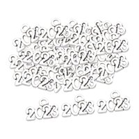 Magideal - 100 Uds. Mini 2023 , Diy 2023 Colgante Joyería Hacer Hecho A Mano Colgante Aleación Joyería Para Pendientes Llavero Elaboración , Argén