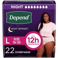 Ropa Interior Para Incontinencia Depend Night Defense Para Mujer, Talla Grande, 22 Unidades