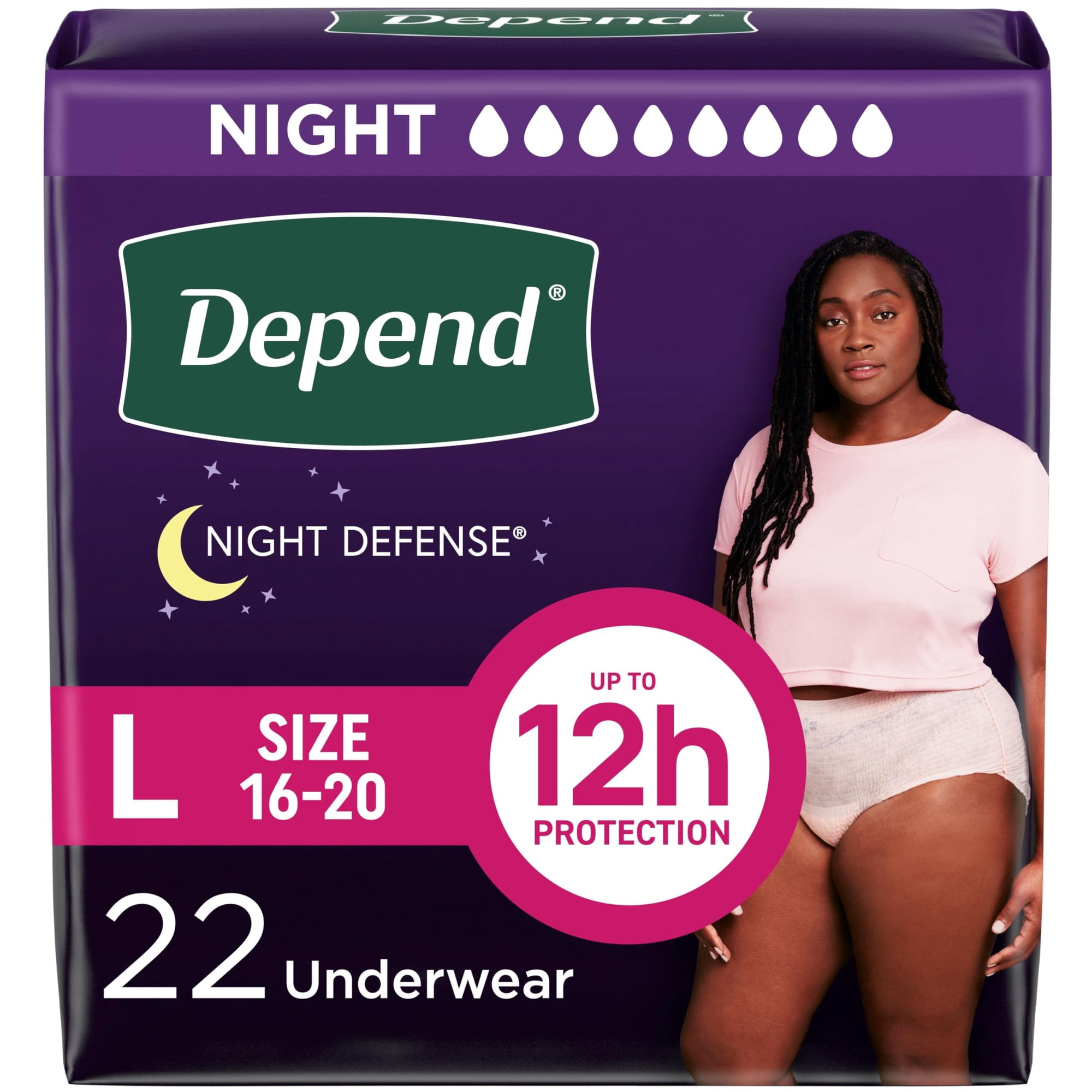 Ropa Interior Para Incontinencia Depend Night Defense Para Mujer, Talla Grande, 22 Unidades