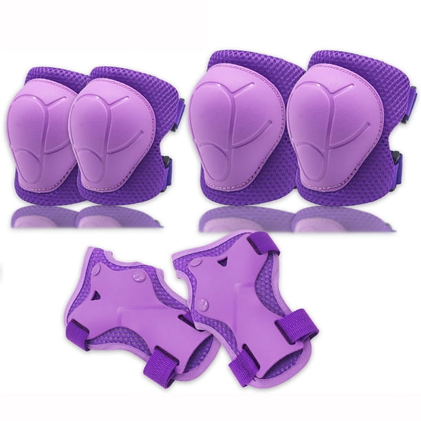 Conjunto de seis piezas de equipo de protección para patinaje sobre ruedas para niños, casco deportivo, equipo de protección para patineta, rodilleras y coderas.