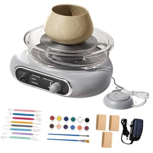 Bothyi - Mini Kit De Torno De Cerámica, Rueda De Arcilla Eléctrica Compacta Para Principiantes, Niños Y Adultos, Color Gris