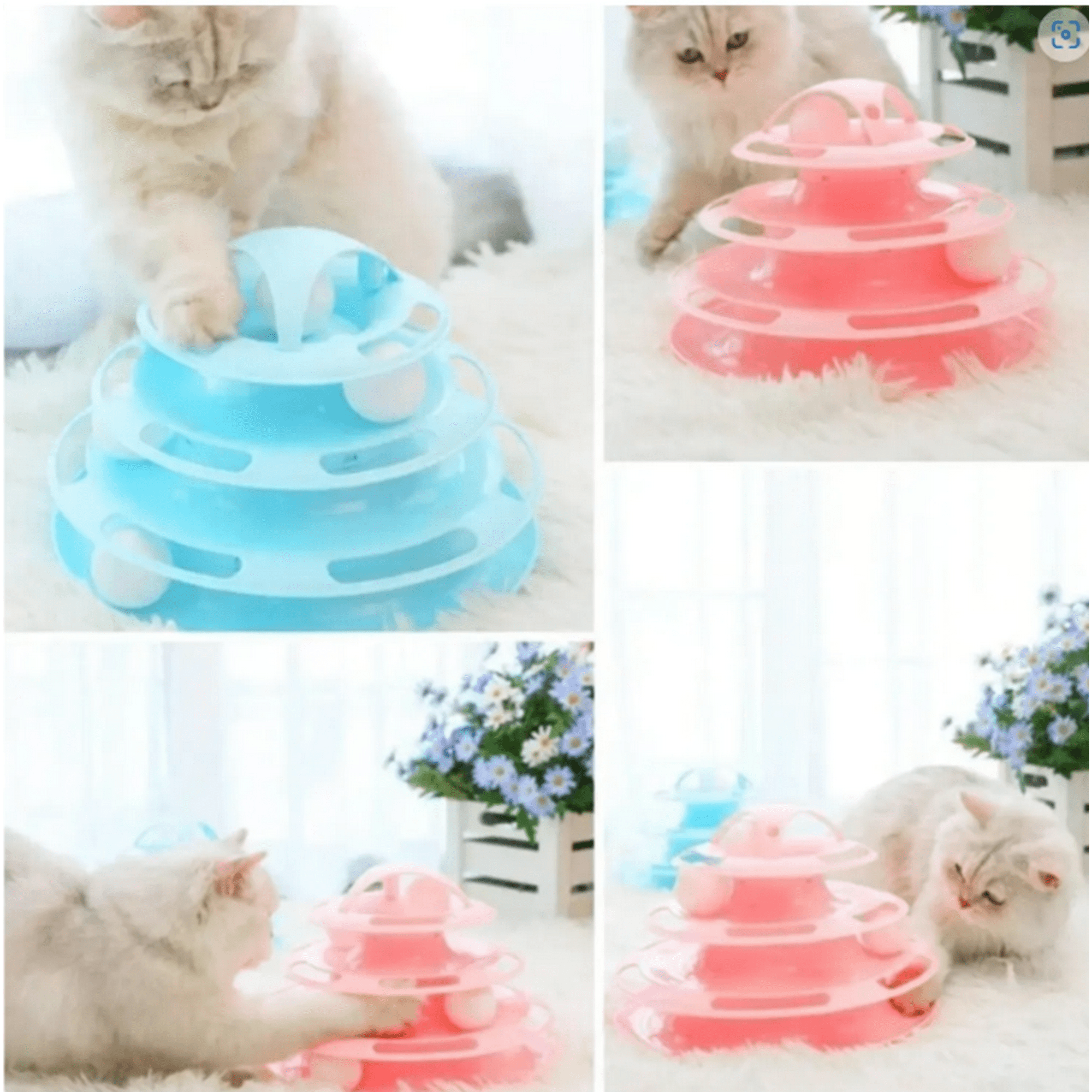 Genérico - Juguete Didáctico Torre De Gatos De 4 Niveles Y 4 Pelotitas.