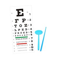 Magideal - Tabla De Medición De Agudeza Visual, Tabla De Pared Educativa, Tabla De Prueba De Baja Visión De Pvc Con Puntero Oclusor Ocular Y Tira De Color, Adecuada Para Oficina. Oclusor De Ojos Azules