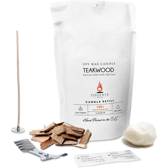 Kit para hacer velas Phoenix Wick de 400 g, aroma a madera de teca