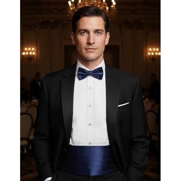 Faja Formal Corbatin Ajustables Hombre Matrimonio Cummerbund azul oscuro Talla Única