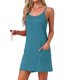 thumbnail image 4 of INSPIRE CHIC Vestido de dormir para mujer con espalda de nadador y bolsillos, suave, con tirantes ajustables, camisón, ropa de descanso, L azul, 4 of 6
