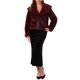 thumbnail image 2 of Chaqueta de Piel Sintética para Mujer INSPIRE CHIC para Cóctel de Noche con Solapa Abierta Frontal Fluffy Shaggy Crop Coat XL Burdeos, 2 of 6