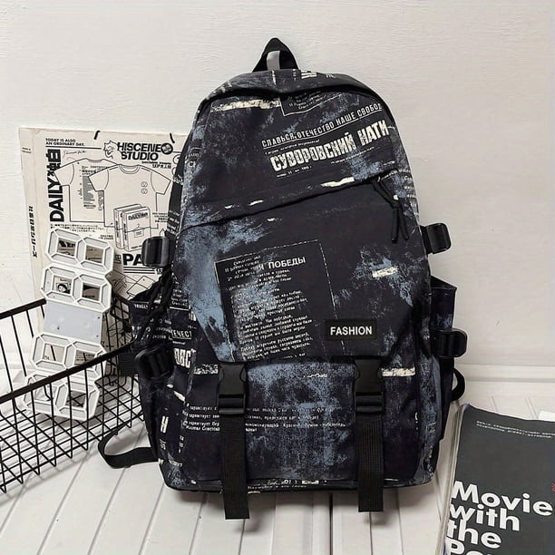 High School Backpack College Students Sports Style Simple Backpack Graffiti New School Bag Male