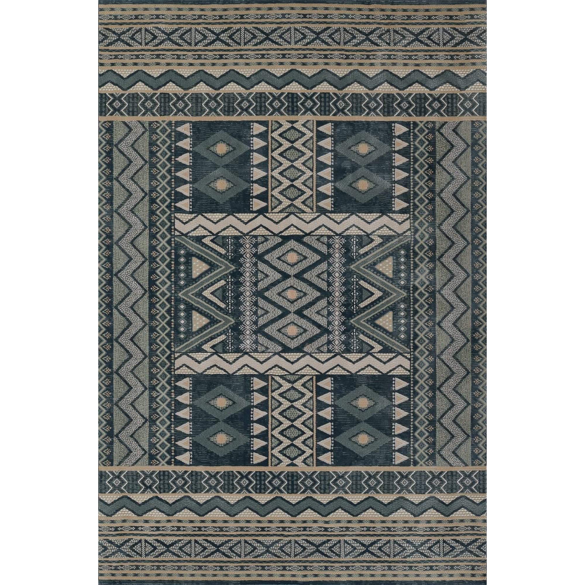 Alfombra Momeni Genevieve De Poliéster, 56 Cm X 86 Cm, Color Azul