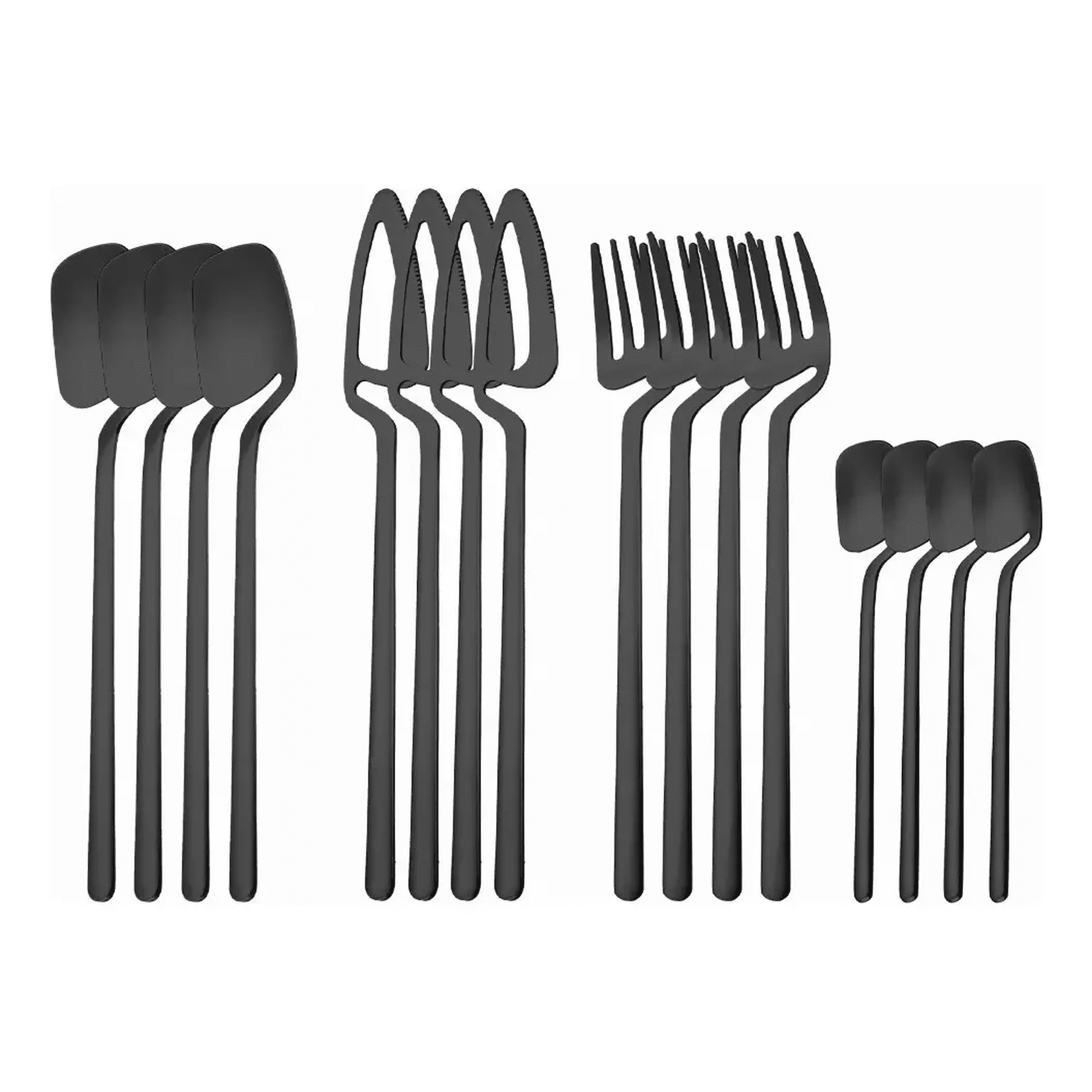 Juego De Cubiertos Belug Naturales 16 Piezas Negro