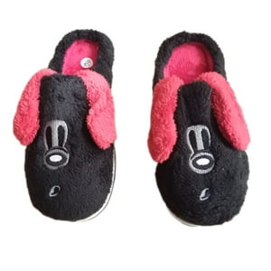 El Edén - Pantuflas Niños De Felpa, Diseño De Perro, Anime, Kawaii Color Negro Talla 34-35