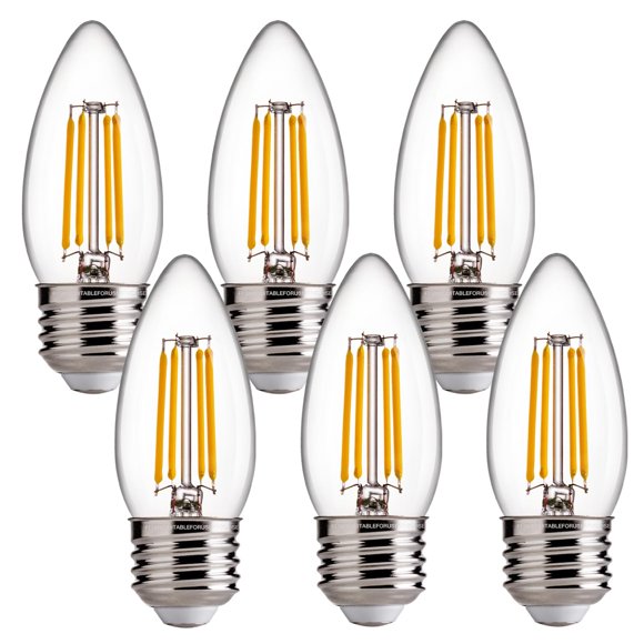 Bombillas LED tipo candelabro FLSNT, regulables, 4,5 W, 2700 K, paquete de 6