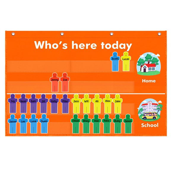 Tabla de asistencia Auchq 91 cm x 48 cm 36 tarjetas