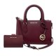 thumbnail image 2 of Cartera Michael Kors Women's Sheila Small Faux Saffiano Leather Satchel With Medium Crossgrain Leather Wallet, Burdeo, 2 of 3