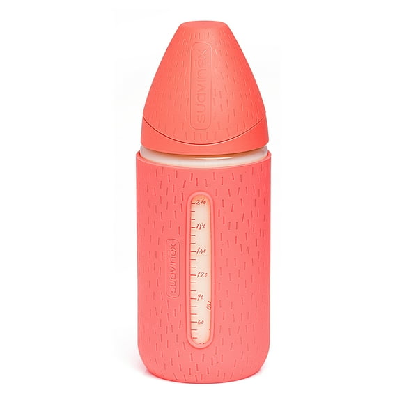 SUAVINEX MAMADERA DE VIDRIO CON FUNDA ROSADA