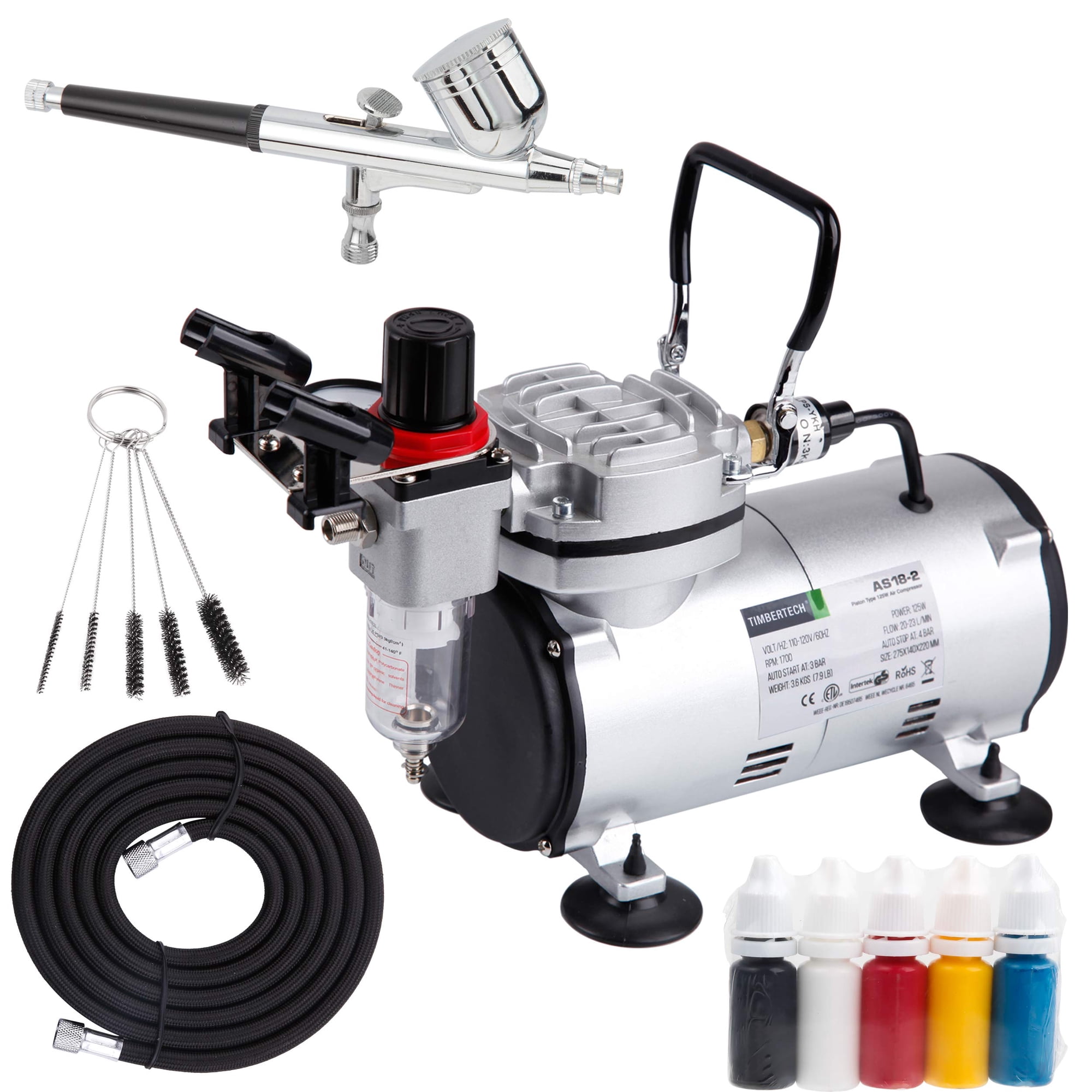 Kit De Aerógrafo Timbertech As18-2k Con Kit De Arranque Con Compresor