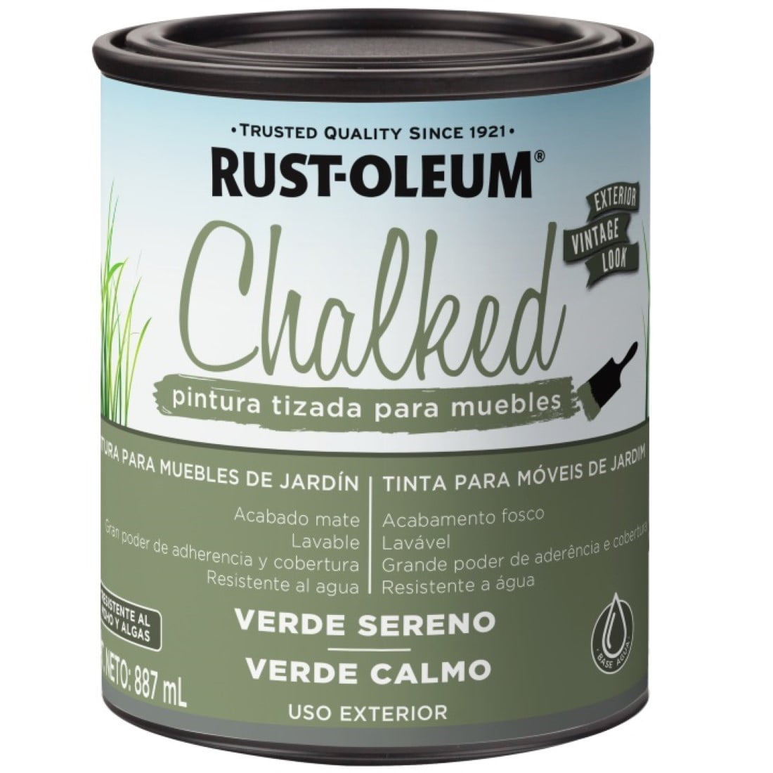 Rust Oleum - Pintura Chalked Tizada Exterior Base Agua 877ml Verde Sereno