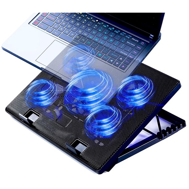 Almohadilla de refrigeración para portátil KEROLFFU para juegos de 12 a 17,3 pulgadas con LED