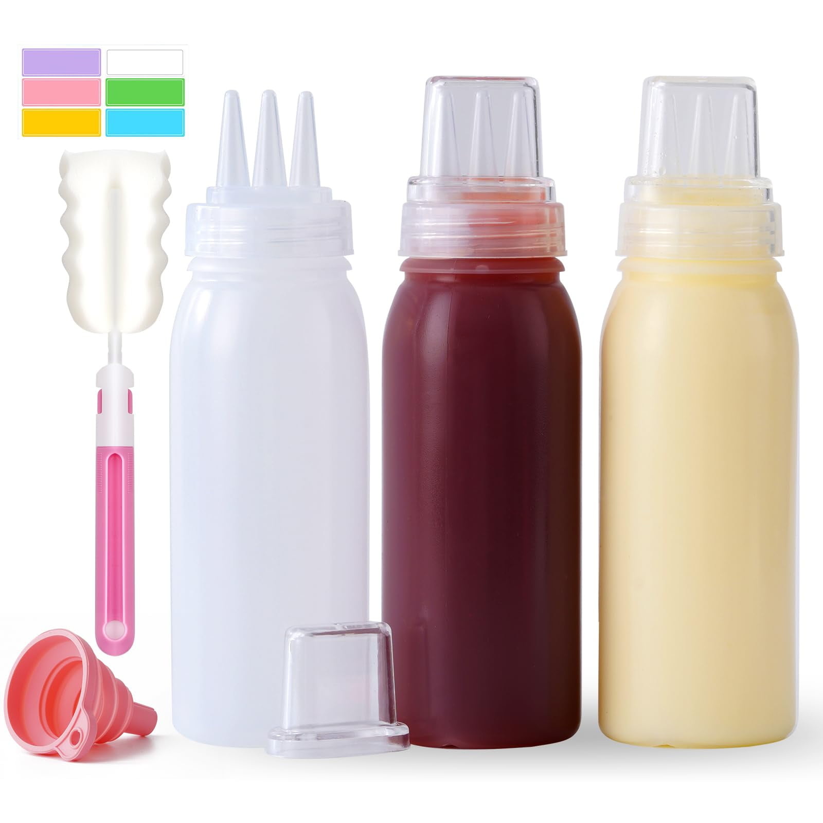 Botellas Para Salsa Werduoland De 3 Orificios, 380 Ml, Paquete De 3