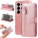 thumbnail image 1 of Funda tipo cartera para Samsung Galaxy S26 Ultra con bolsillo con cremallera y ranuras para tarjetas – Función de soporte Rosa, 1 of 5