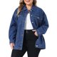 thumbnail image 4 of Chaqueta de Mezclilla para Mujer de Talla Grande Agnes Orinda con Botones, Solapa y Manga Larga, Estilo Boyfriend, Casual, 2X Azul Oscuro, 4 of 6