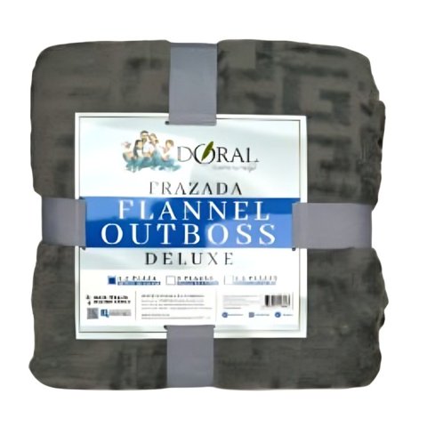 Frazada Flannel Outboss Deluxe 1.5 Plazas / Gris Oscuro