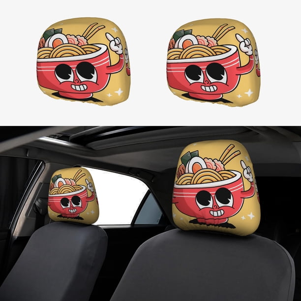 Ramen Funda Protectora Universal para Reposacabezas de Coche, Funda Elástica para Reposacabezas de Asiento de Auto, Funda de Tela Antipolvo, Accesorios de Interior 2 Piezas