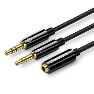 Cable De Audio Splitter H/2M Estereo Jack 3.5Mm/2Jack 3.5Mm 20Cm Negro Trenzado Ugreen Av140