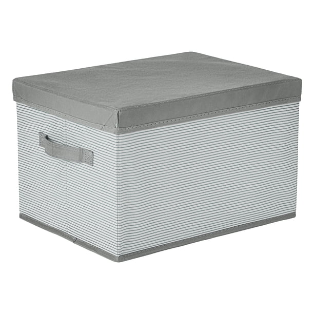 Cubo de Almacenamiento, Contenedor de Tela con Asas y Tapa para Estantes de Armario, Cesta de Almacenamiento Plegable para Organizar Ropa Gris 15.7*11.8*9.8in
