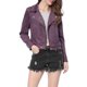 thumbnail image 1 of INSPIRE CHIC Chaqueta de motocicleta para mujer de ante sintético color sólido con cremallera asimétrica M Púrpura oscuro, 1 of 7
