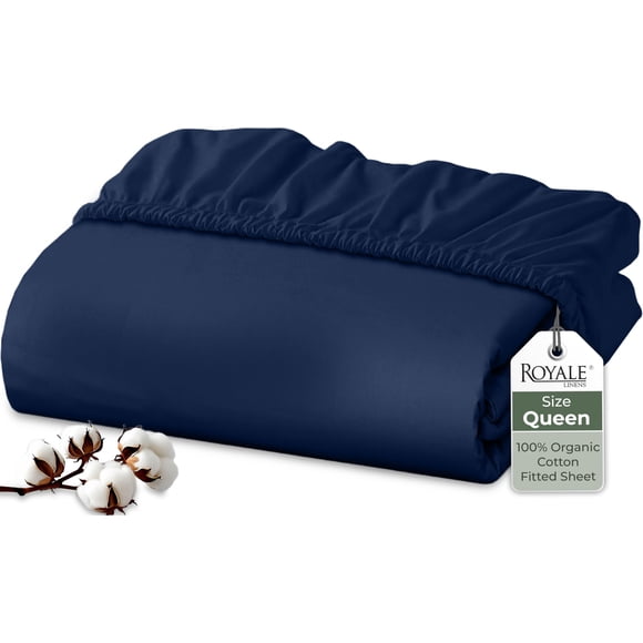 Sábana ajustable ROYALE LINENS Queen 152 × 203 cm azul marino