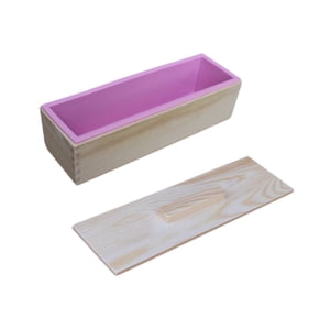 Magideal - Molde De Jabón Rectangular De Silicona Con Caja De Madera Para Pastillas Y Tapa Flexible Reutilizable Adecuado Para La Fabricación De Velas Y Manuali Rosa