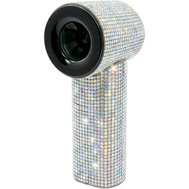 Ventilador mano portátil lujo diamante turbo mini pantalla digital 5 velocidades bolsillo