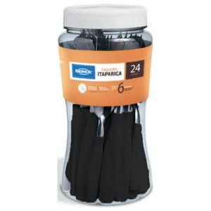 Brinox - Set Cubiertos En Acero Inox. C/ Mango Plástico De 24 Piezas Negro