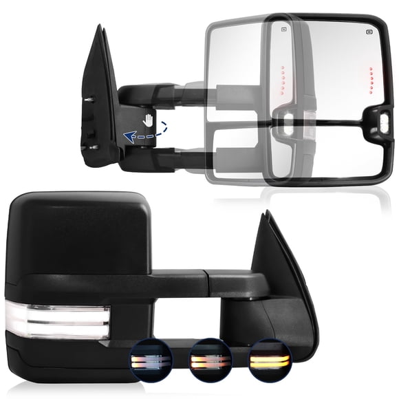 Espejos de remolque Sanooer para Silverado/Sierra con LED y calefacción