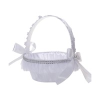 Magideal - Delicada Cesta De Flores De Boda Con Bowknot Sweet Symbol Handle Portable Para Banquete De Boda Accesorios Nupciales Banquete Decoración De Graduación