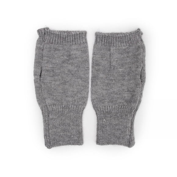 Guantes mitones cortos de lana gris Talla Única