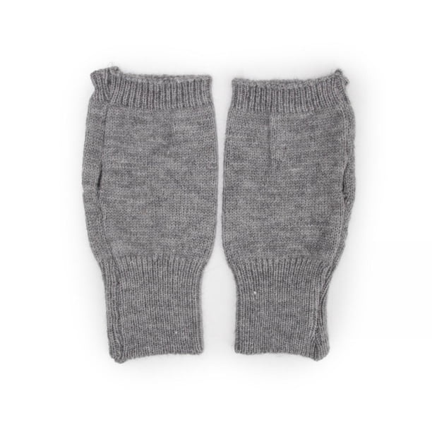 Guantes mitones cortos de lana gris Talla Única
