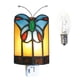 thumbnail image 1 of Luz nocturna HUIMEIJU Tiffany con diseño de mariposa de vidrio 120 V, 1 of 4