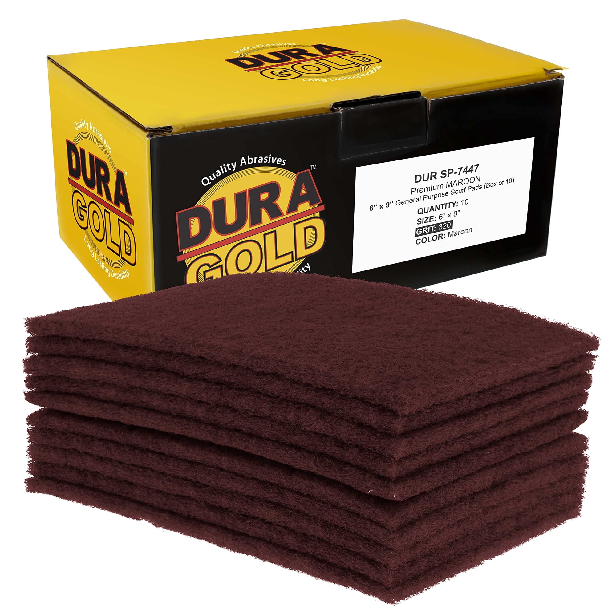 Scuff Pads Dura-gold Premium, Color Granate, 6 X 9 Cm, Caja De 10
