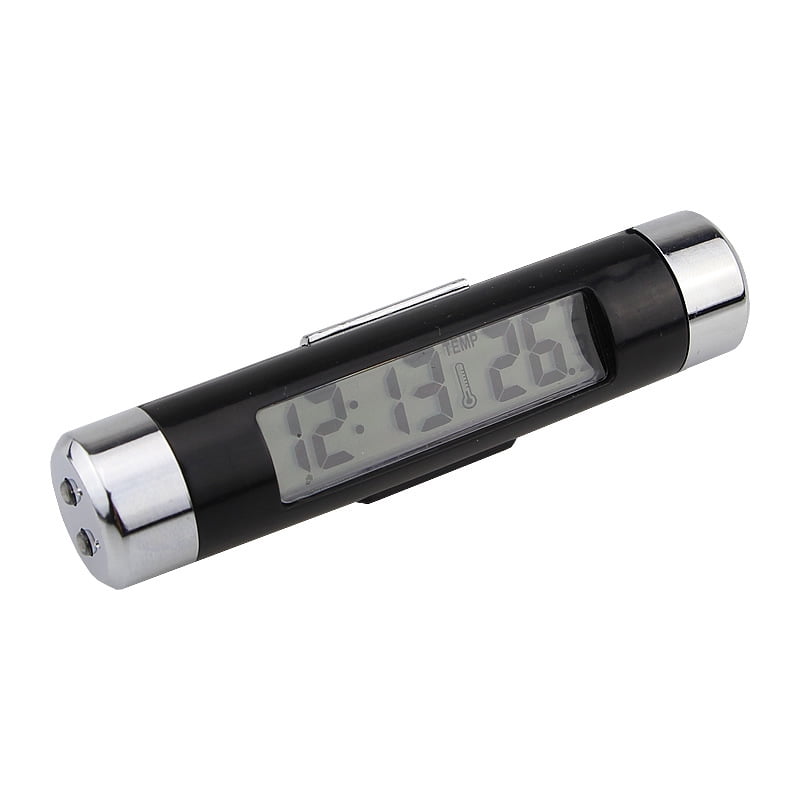 Xusx111 - Lcd De Coche Temperatura Digital + Reloj De Tiempo Con Luz Negra Azul Para Coche Bicicleta Motocicleta Auto Moto Camión, 86 X 20 Mm