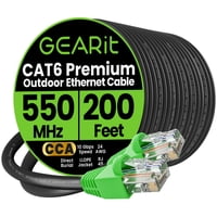 Cable Ethernet Gearit Cat6 De 200 Pies Para Entierro Directo En Exteriores, Negro