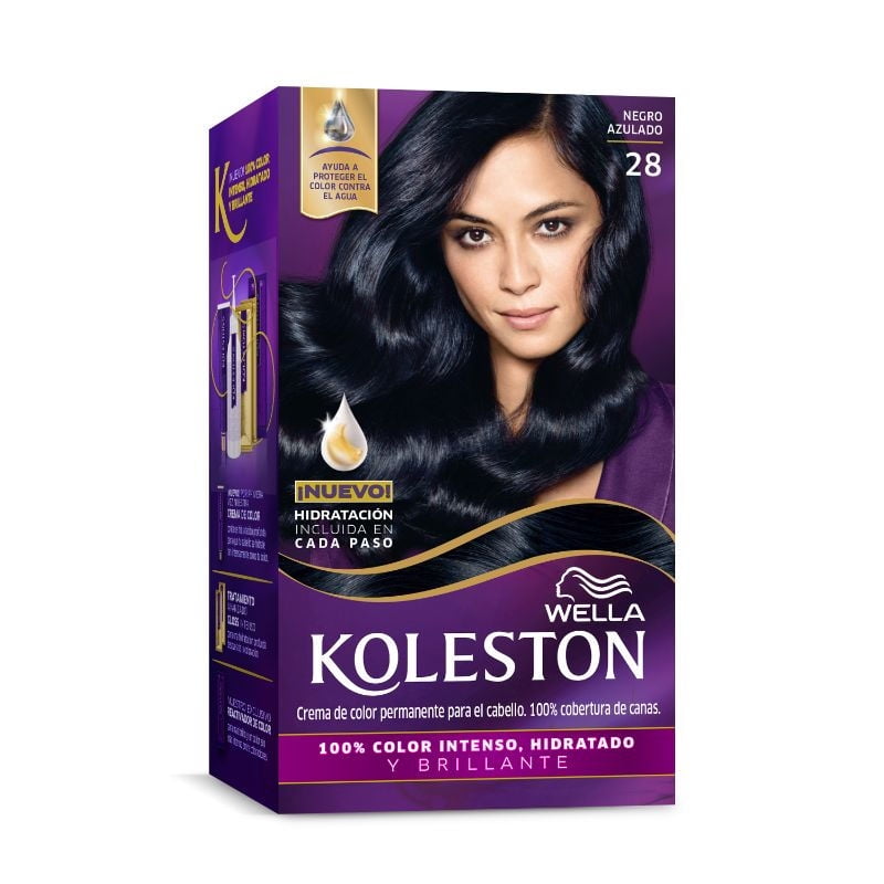 Coloración En Crema Para Cabello 28 Negro Azulado Koleston