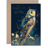 Tarjeta De Cumpleaños Giftzie Gold Para Nuera, Wisdom Owl, Tamaño A5