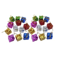 Magideal - Caja De Regalo Adornos Navideños 24 Piezas Mini Cajas De Regalo Envueltas Adornos De Papel De Aluminio En Miniatura Cajas Decorativas Colores Surtidos 25 Cm