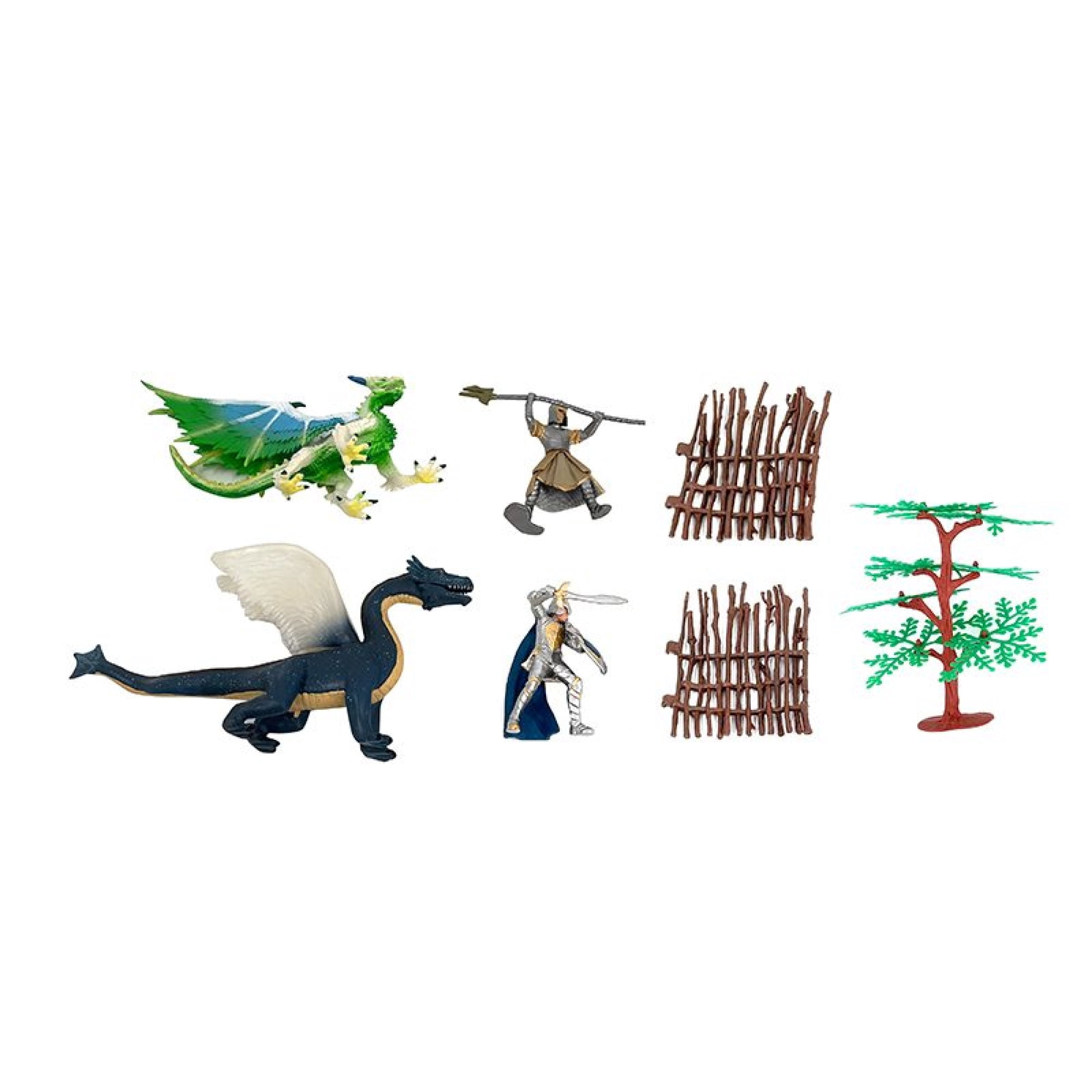 Figura de Acción Set 2 dragones 2 caballeros blanco azul.