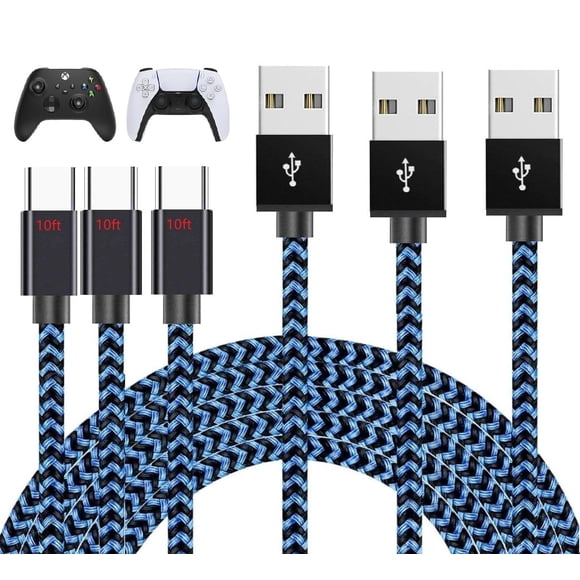 Cable USB‑C FWCLO Pack de 3, 3 m para PS5/Xbox Series X