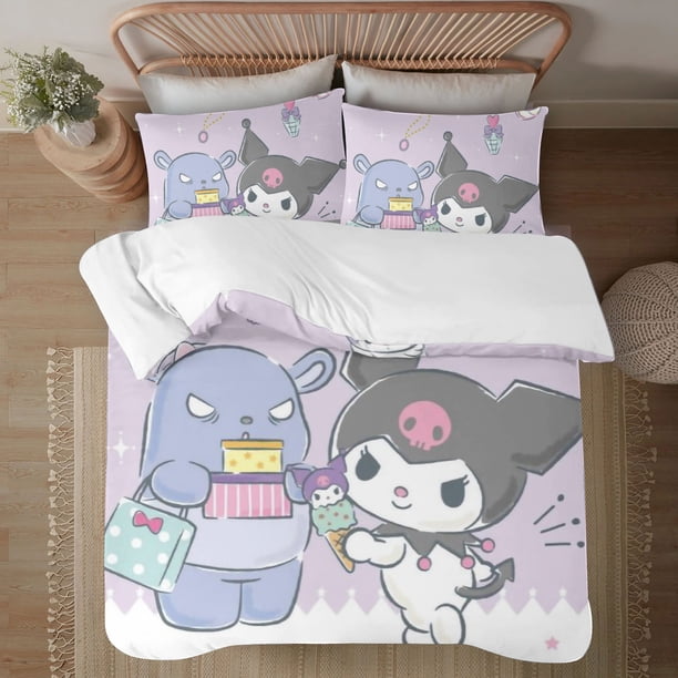 Kuromi Soft 3D Printed Duvet Cover Bedding Set with Comforter Cover 3 Piece Set